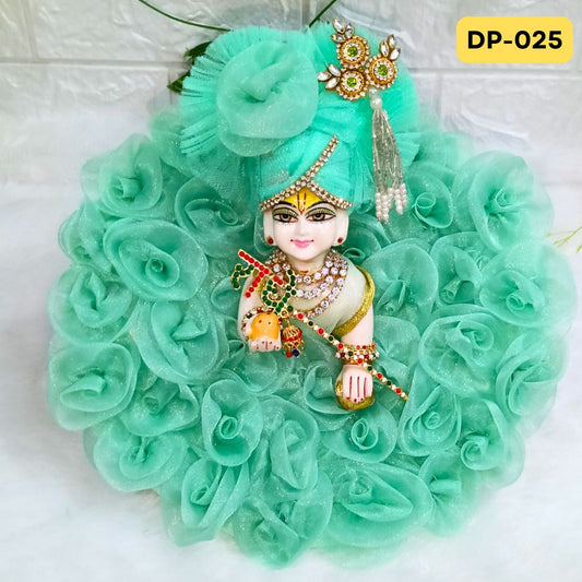 Golden Designer Rose Loaded Laddu Gopal Poshak With Matching Pagdi | DP025