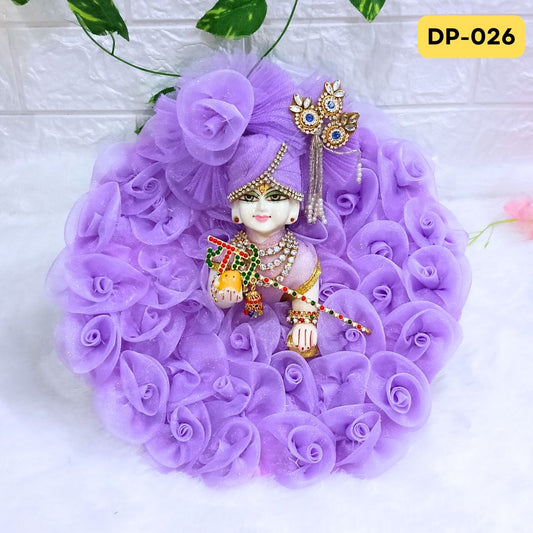 Purple Designer Rose Loaded Laddu Gopal Poshak With Matching Pagdi | DP026