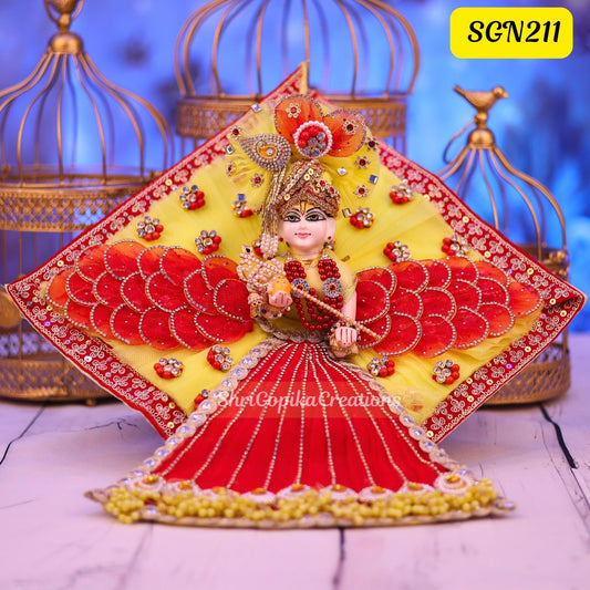 Makar sankranti kite design Red and Yellow Laddu Gopal Outfit with Pagdi | SGN211