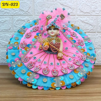 Sky blue and Pink Laddu Gopal Poshak With Matching Pagdi | DN-023