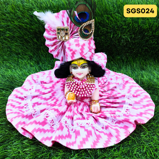 🌿 Pink pure cotton Laddu Gopal Dress with matching Pagdi – SGS024🌿