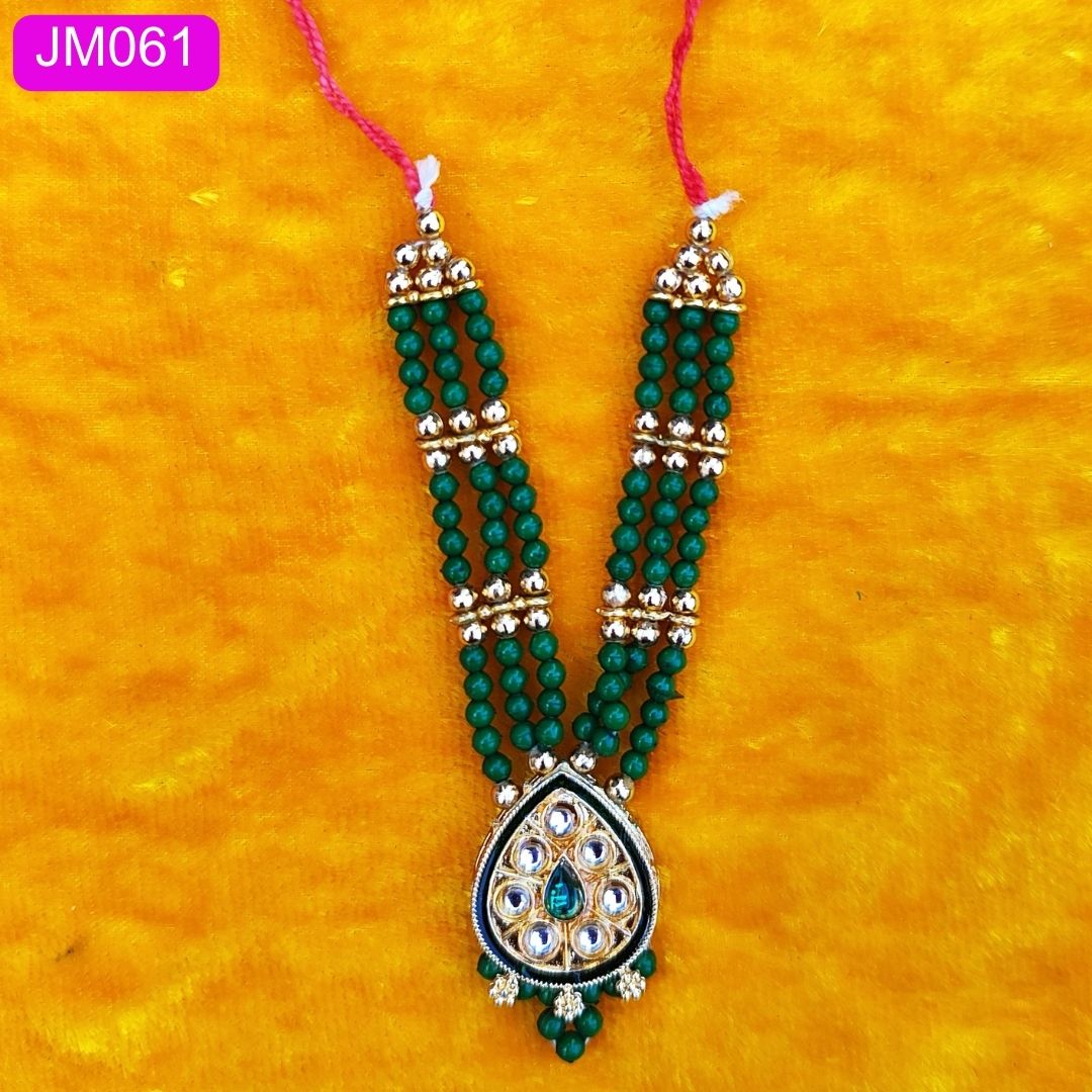 beaded triple layer laddu gopal haar green