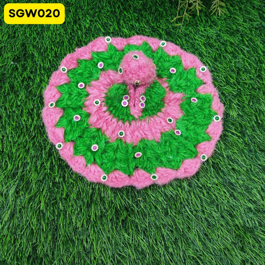 Pink and Green Woolen Laddu Gopal Dress | SGW020