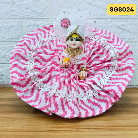 🌿 Pink pure cotton Laddu Gopal Dress with matching Pagdi – SGS024🌿