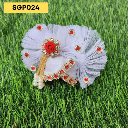 White Red Pagdi for Laddu Gopal | SGP024