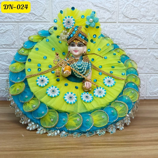 Firoji and Lemon Yellow Laddu Gopal Poshak With Matching Pagdi | DN-024