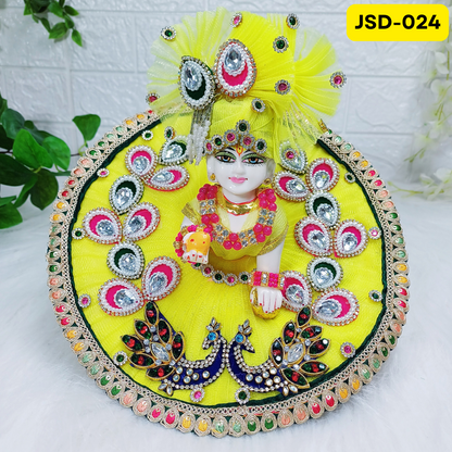 Janmashtami Special Vibrant Yellow Laddu Gopal Peacock Poshak with Matching Pagdi | JSD024