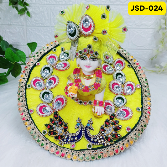 Janmashtami Special Vibrant Yellow Laddu Gopal Peacock Poshak with Matching Pagdi | JSD024