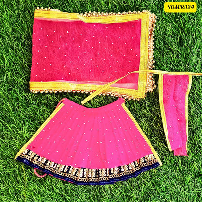 Rani Pink Traditional Mata Rani Outfit with Stone & Sequin Embellishments || SGMR024