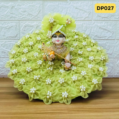 Pist Green Designer Floral Laddu Gopal Poshak With Matching Pagdi | DP027