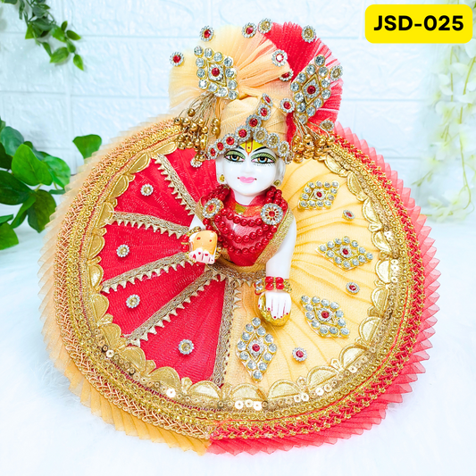 Janmashtami Special Red and Golden Laddu Gopal Poshak with Matching Pagdi | JSD025