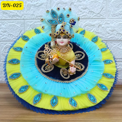 Vibrant Yellow and Blue  Designer Laddu Gopal Poshak With Matching Pagdi | DN-025