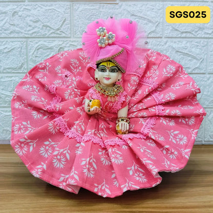 🌿 Pink pure cotton Laddu Gopal Dress with matching Pagdi – SGS025🌿