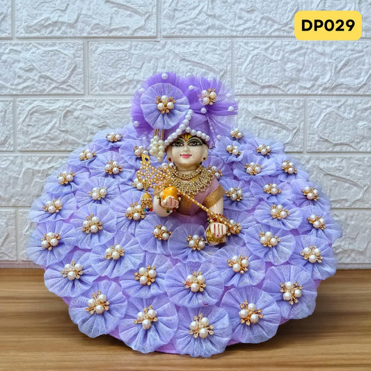 Lavender Designer Floral Laddu Gopal Poshak With Matching Pagdi | DP029