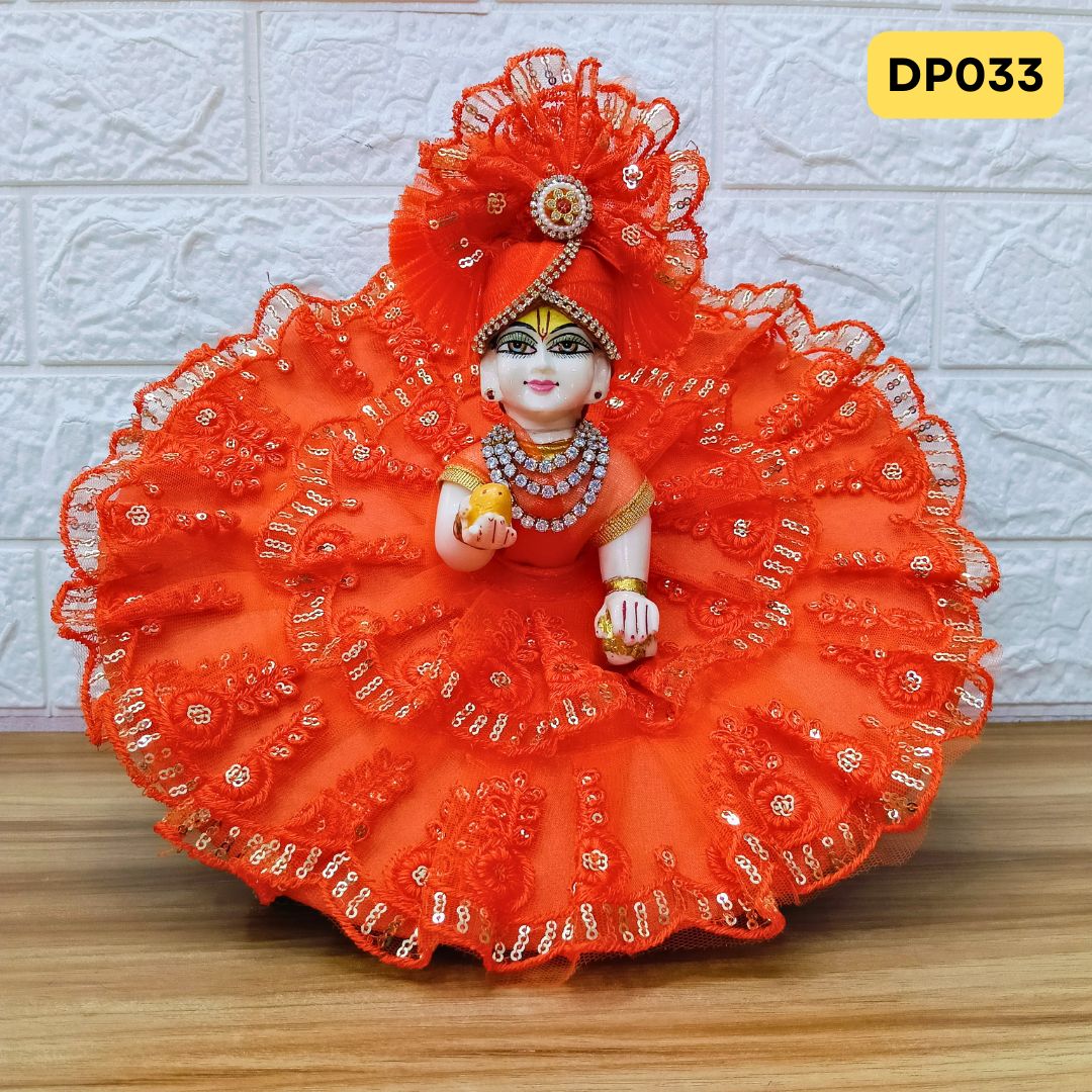 Fancy Orange Laddu Gopal Dress with Matching Pagdi | DP033