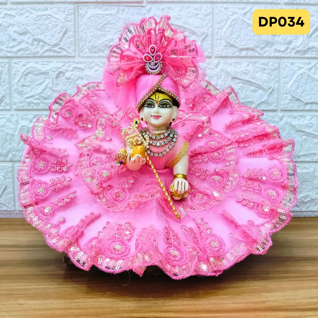 Fancy Pink Laddu Gopal Dress with Matching Pagdi | DP034