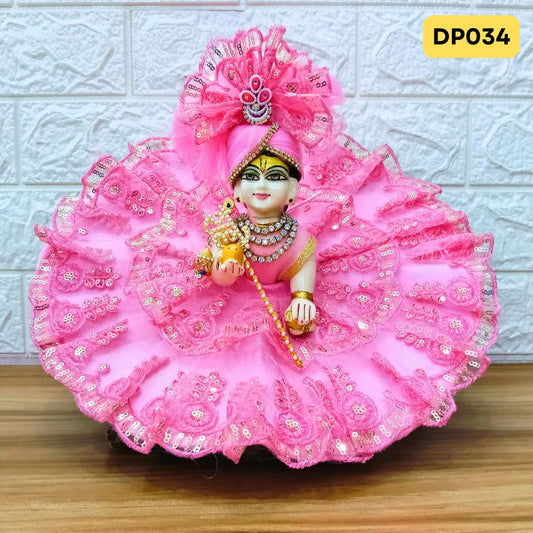 Fancy Pink Laddu Gopal Dress with Matching Pagdi | DP034