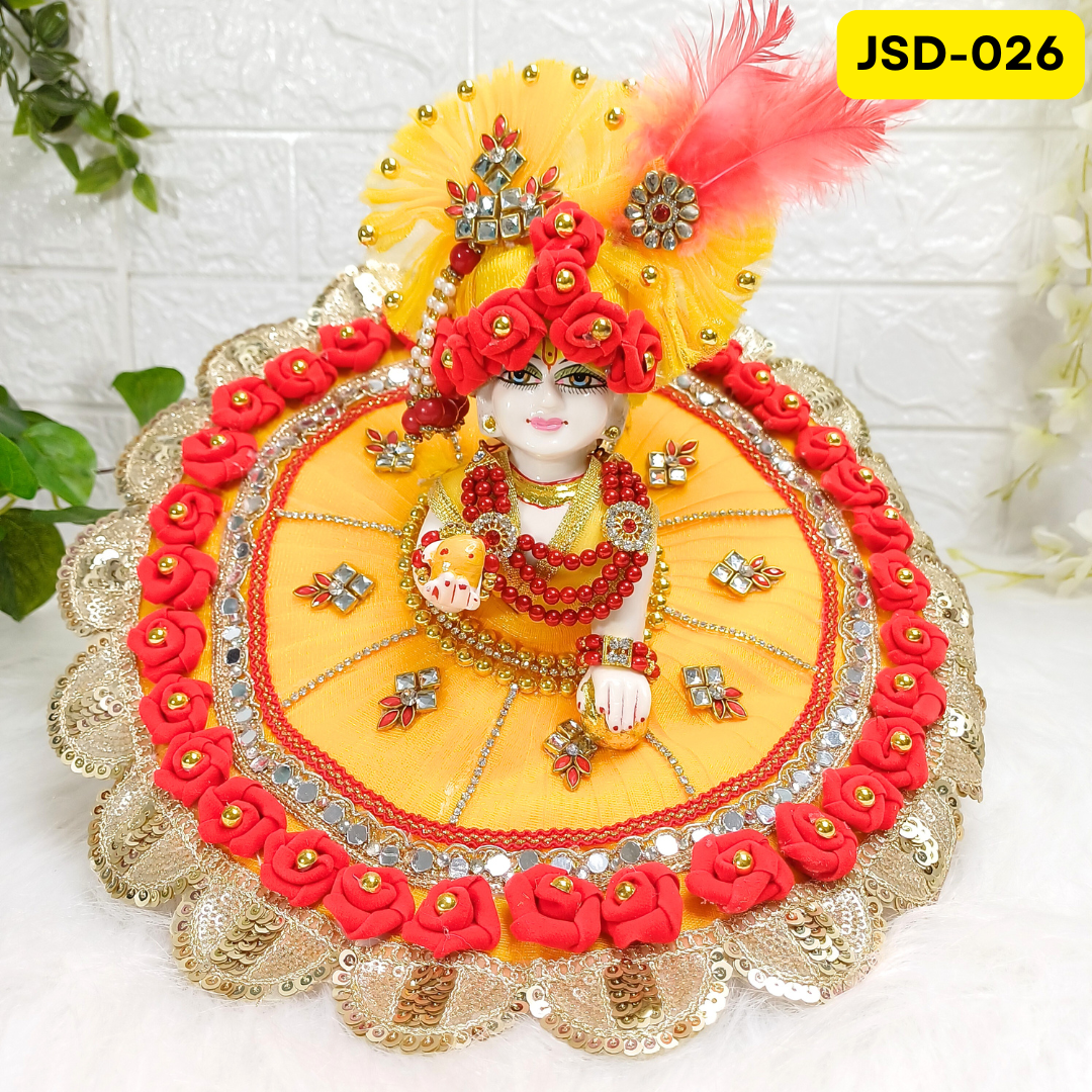 Janmashtami Special Red and Yellow Laddu Gopal Poshak with Matching Pagdi | JSD026