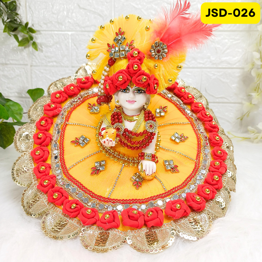 Janmashtami Special Red and Yellow Laddu Gopal Poshak with Matching Pagdi | JSD026