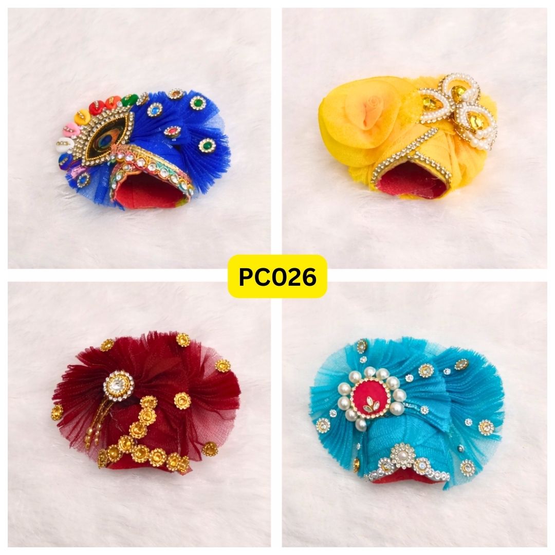 Pagdi for Laddu Gopal ji Combo Pack of 4 | Size - 4 Number | PC026