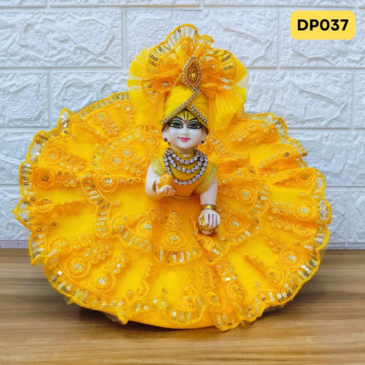 Fancy Yellow Laddu Gopal Dress with Matching Pagdi | DP037