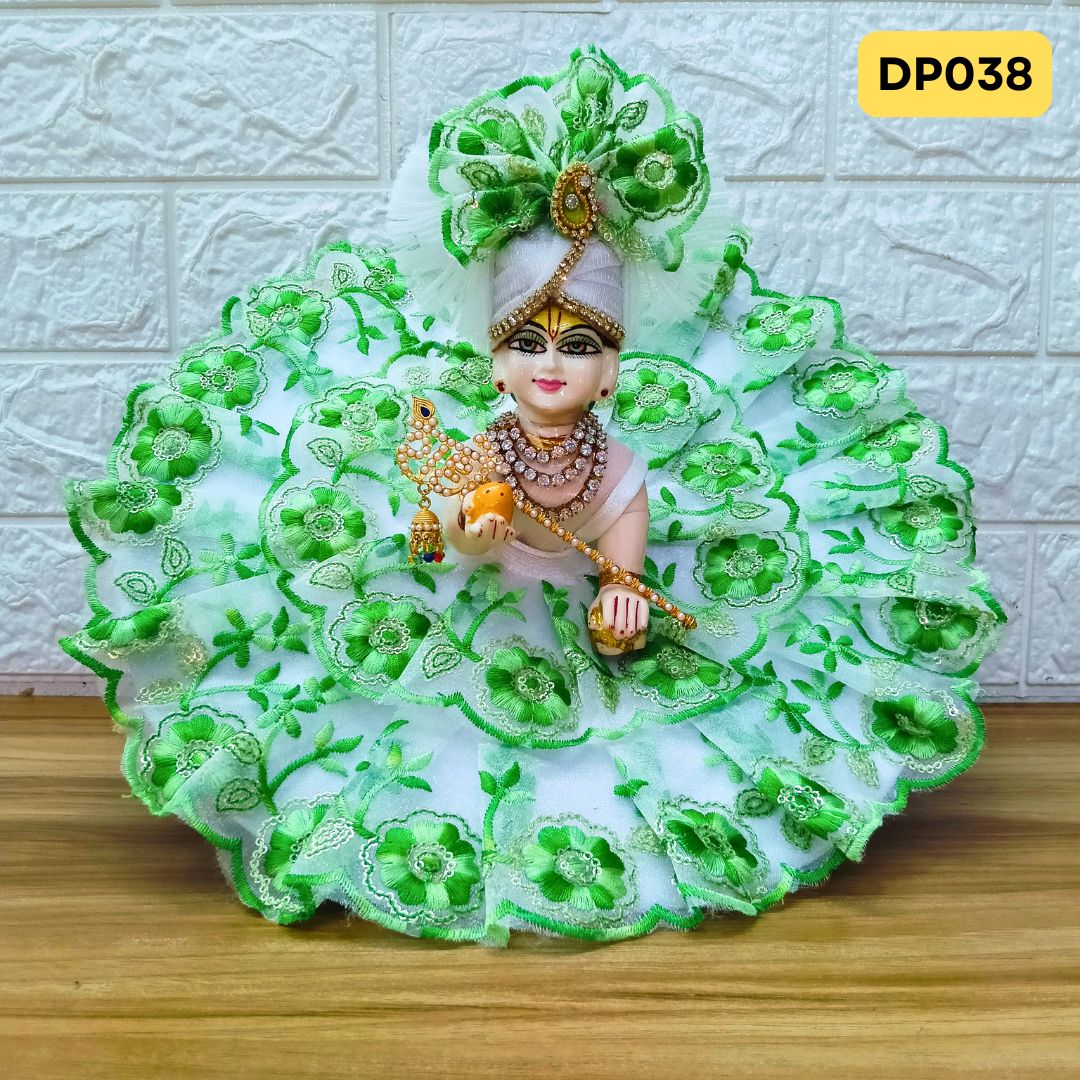Fancy Pista Green Laddu Gopal Dress with Matching Pagdi | DP038