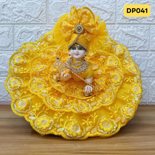 Fancy Yellow Laddu Gopal Dress with Matching Pagdi | DP041