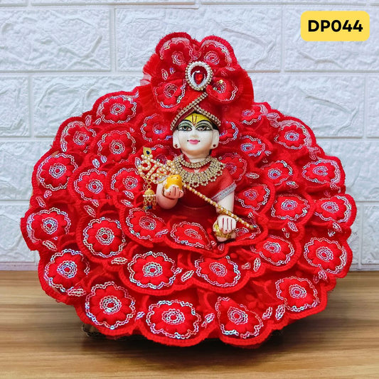 Fancy Red Laddu Gopal Dress with Matching Pagdi | DP044