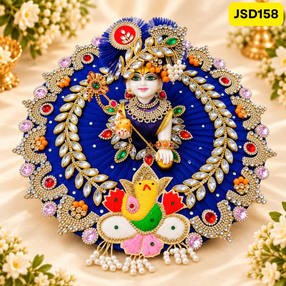 Royal Blue Laddu Gopal Designer Poshak with Ganesh Ji Motif | JSD158