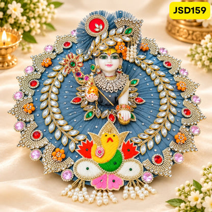 Gray Laddu Gopal Designer Poshak with Ganesh Ji Motif | JSD159