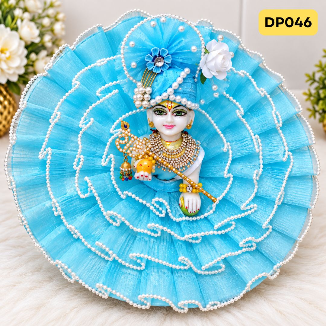 Fancy Sky Blue Laddu Gopal Dress with Matching Pagdi | DP046
