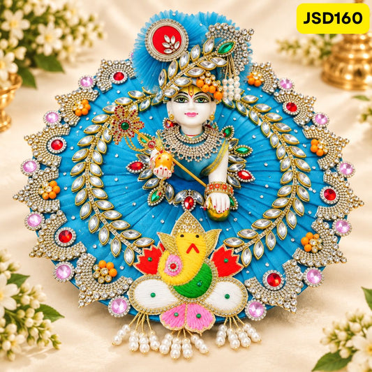 Firoji Laddu Gopal Designer Poshak with Ganesh Ji Motif | JSD160