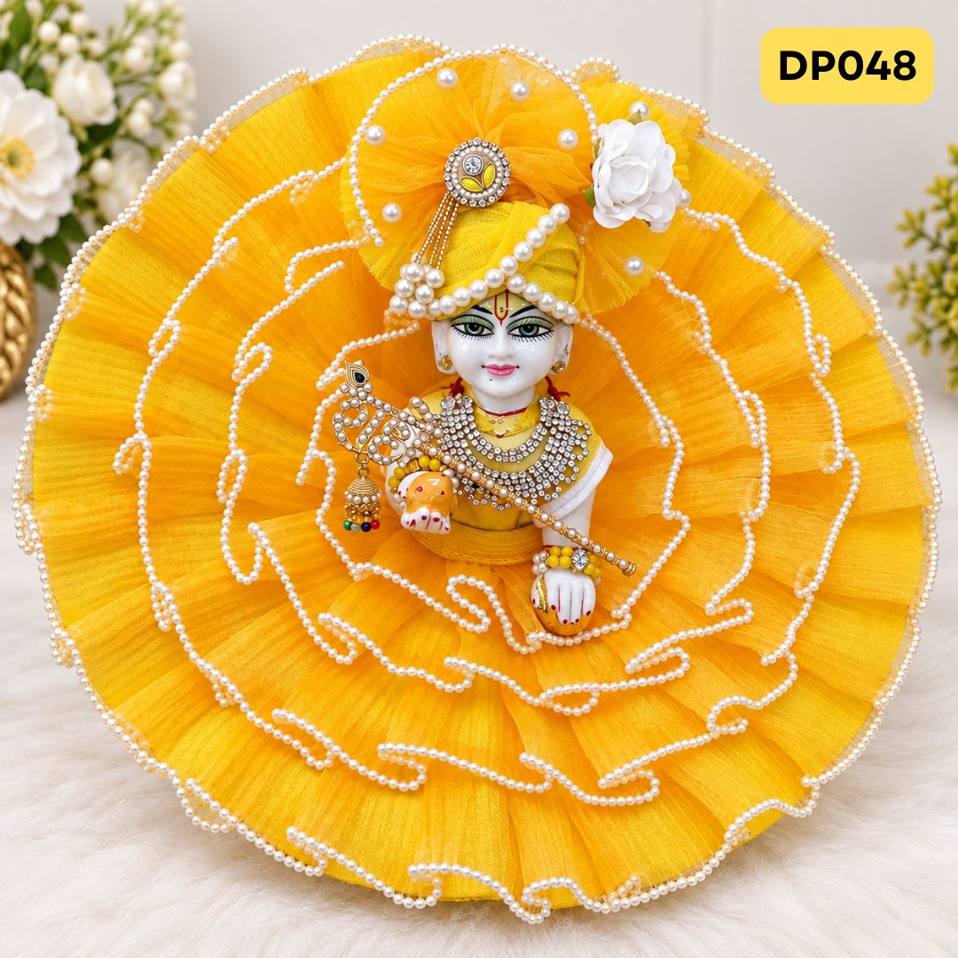 Fancy Yellow Laddu Gopal Dress with Matching Pagdi | DP048