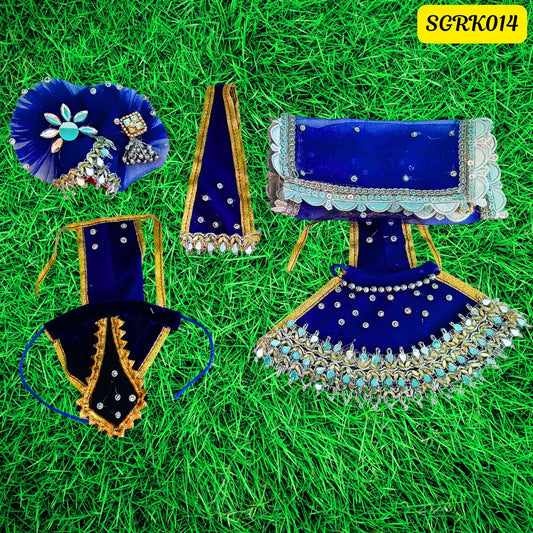 Royal Blue Velvet Radha Krishna Outfit with Mirror Work| SGRK014