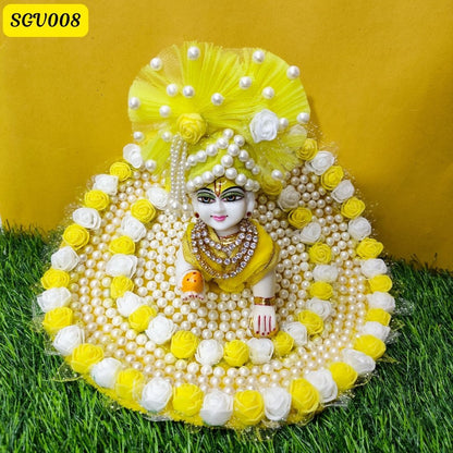 Yellow Velvet Outfit for Laddu Gopal with Stone Embellishments | SGV008