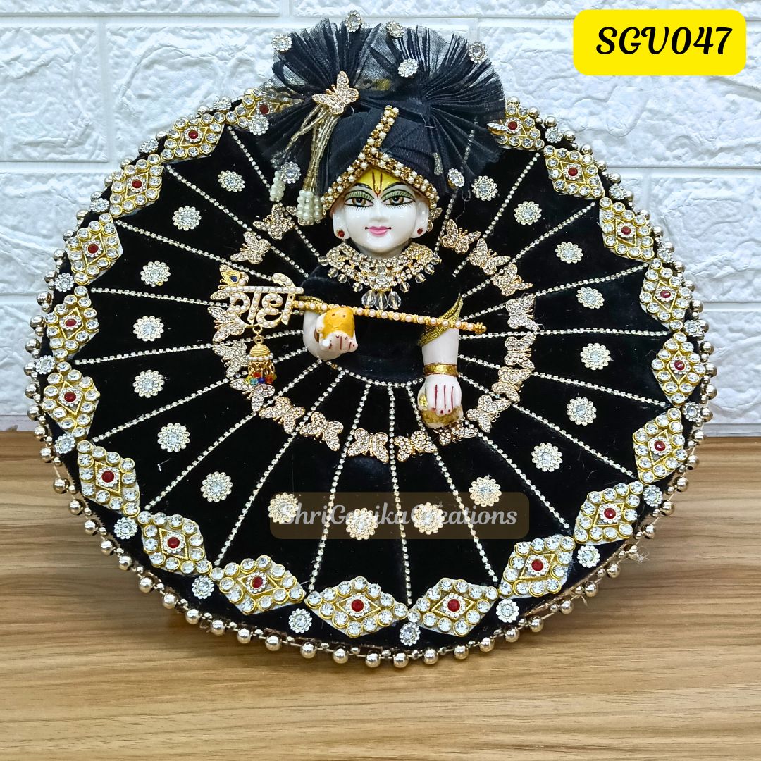 Black Velvet Laddu Gopal Dress with Matching Pagdi | SGV047