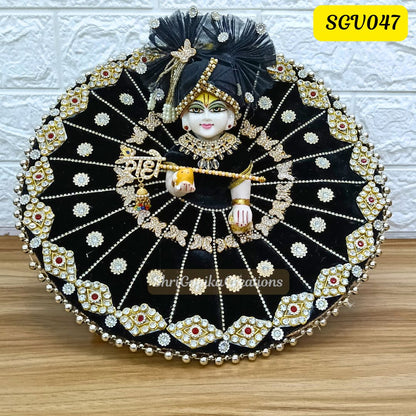 Black Velvet Laddu Gopal Dress with Matching Pagdi | SGV047