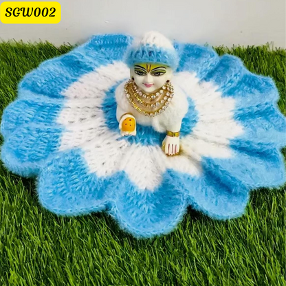 Blue and White Woolen Laddu Gopal Dress | SGW002