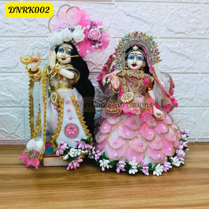 White and Pink Net Radha Krishna Outfit with matching Chunni | DNRK002