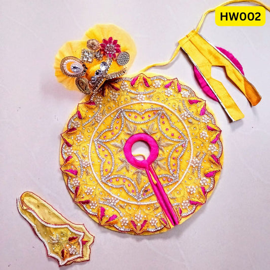Janmashtami special Yellow Hand Work heavy poshak With Heavy Matching Pagdi | HW002