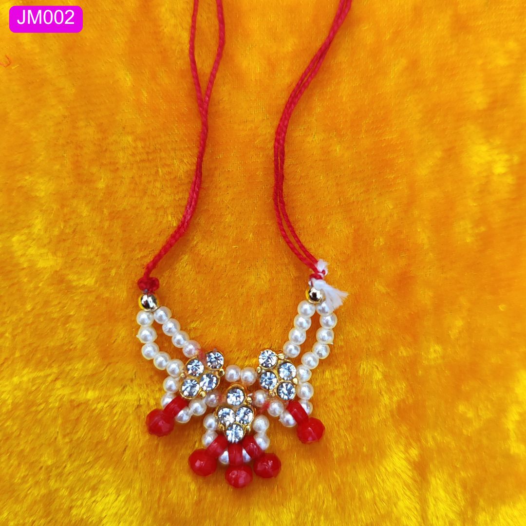 Beaded Mala for Laddu Gopal ji  with Golden Floral Stones ( 1 Inches ) || JM002