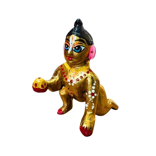 Brass Hand Painted Vrindavan laddu Gopal ji idol |  2 Number