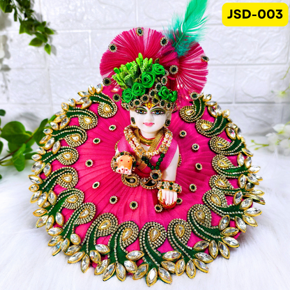 Janmashtami Special Laddu Gopal Heavy Poshak in Rani Pink with Matching Pagdi | JSD003