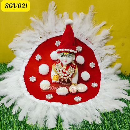 Red Velvet Outfit for Laddu Gopal with Stone Embellishments | SGV021