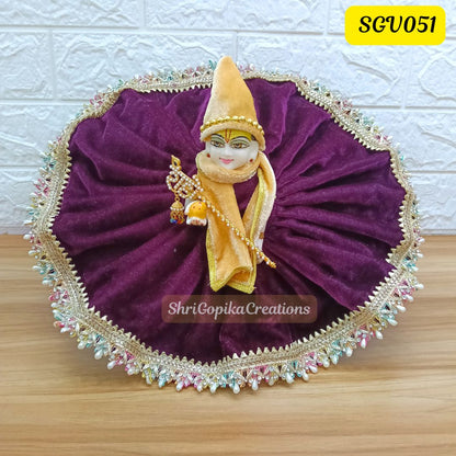 Winter Special Wine Velvet Laddu Gopal Outfit with matching Cap and Scarf | SGV051