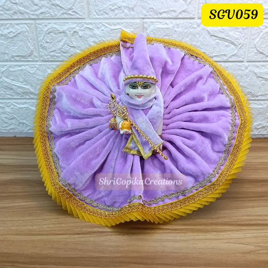 Velvet Winter Special Lavender Laddu Gopal Outfit with matching Cap and Scarf | SGV059