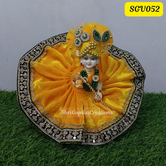 Velvet Winter Special Laddu yellow Laddu Gopal Outfit with matching Cap and Scarf | SGV052