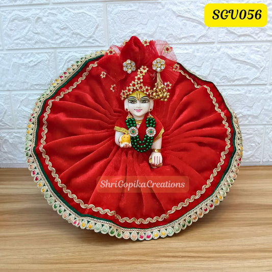 Velvet Winter Special RED Laddu Gopal Outfit with matching Cap and Scarf | SGV056