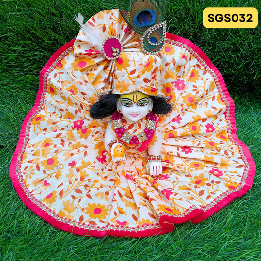 🌿 Printed pure cotton Laddu Gopal Dress with matching Pagdi – SGS032🌿