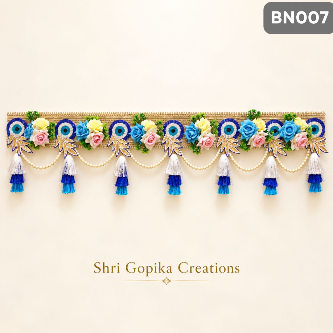 Blue Floral Peacock Designer Toran with Tassels | BN007